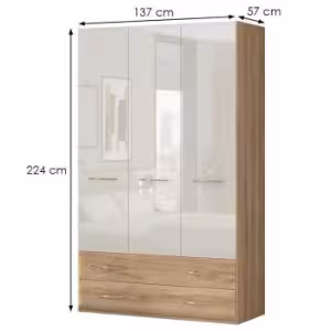 Obrazek Szafa 3d2s Gala p32/gl pacific walnut/beige