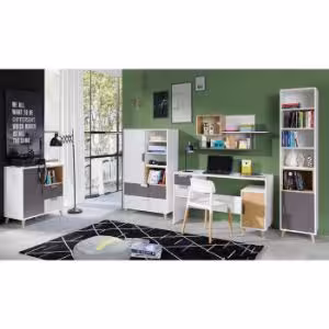 Obrazek Komoda Joker 8 Biały/Grafit/Szary/Dąb Lefkas