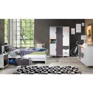 Obrazek Komoda Joker 8 Biały/Grafit/Szary/Dąb Lefkas