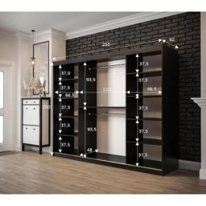 Obrazek Szafa Old Wood T1 250 Czarny/Old Style/Lustro