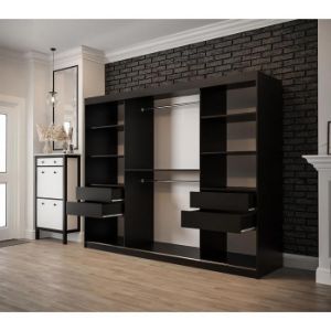 Obrazek Szafa Old Wood T1 250 Czarny/Old Style/Lustro