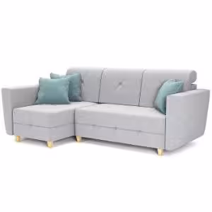 Obrazek Narożnik z funkcją spania Grey Enzo 162+154 drewno naturalne lewostronny