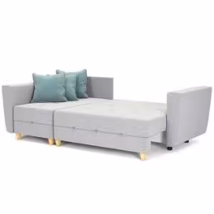 Obrazek Narożnik z funkcją spania Grey Enzo 162+154 drewno naturalne lewostronny