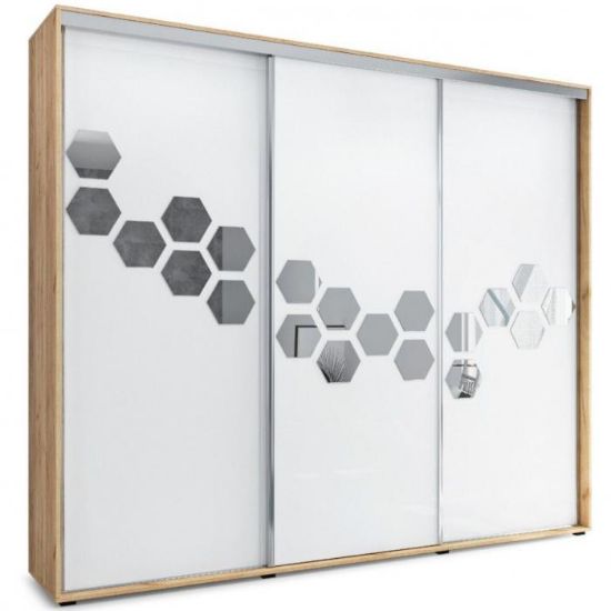 Obrazek Szafa Wanda A23 Plaster Miodu Craft Złoty/Biały