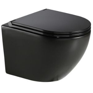 Obrazek Miska zawieszana bezkołnierzowa Robin czarna z deską w-o