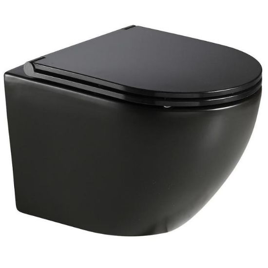 Obrazek Miska zawieszana bezkołnierzowa Robin czarna z deską w-o