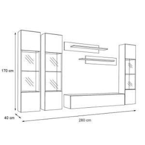 Obrazek Meblościanka Fly C3+Szkło Biały