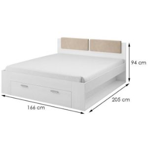 Obrazek Łóżko Galaxy 51 160/200 z szufl.Zagłowie Tapicerowane białe (abisko) 