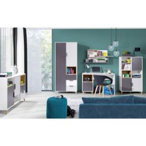 Obrazek Komoda Joker 9 Biały/Grafit/Szary/Dąb Lefkas