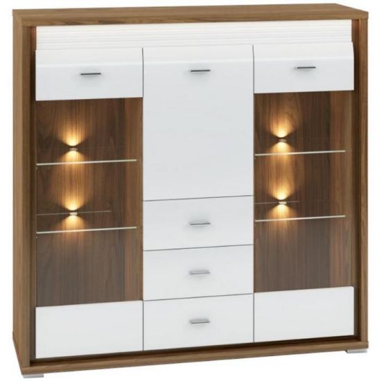 Obrazek Witryna Niska 135 Dallas 07 Orzech/Biały Połysk/Biały