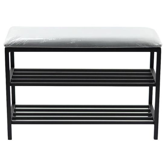 Obrazek Szafka na buty metal z siedziskiem Loft 51x75x30 czarny