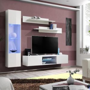 Obrazek Meblościanka Fly R3+Szkło Biały + LED