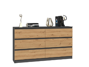 Obrazek Komoda Umo P6 140 antracyt/dąb artisan