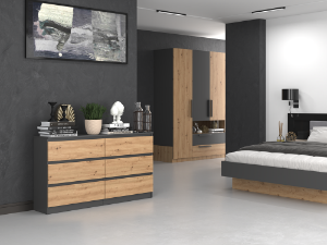 Obrazek Komoda Umo P6 140 antracyt/dąb artisan