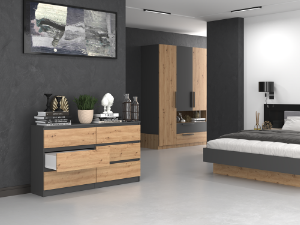 Obrazek Komoda Umo P6 140 antracyt/dąb artisan