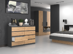 Obrazek Komoda Umo P8 140 antracyt/dąb artisan