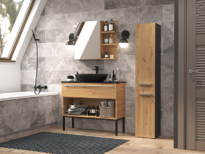 Obrazek Słupek łazienkowy Luiza 4 antracyt/dąb artisan