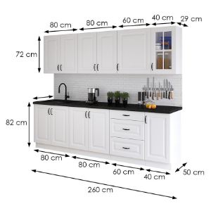 Obrazek Kuchnia Stilo biały mat/biały 260 bez blatu