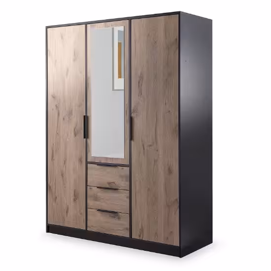 Obrazek Szafa z lustrem Lati D3 czarny mat/viking