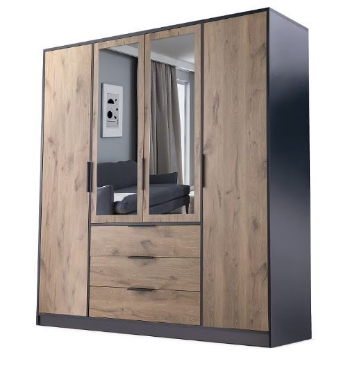 Obrazek Szafa z lustrem Lati D4 czarny mat/viking