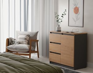 Obrazek Komoda Izydora 1 antracyt/dąb artisan