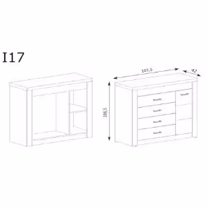 Obrazek Komoda Indianapolis I17 1D4S kraft biały