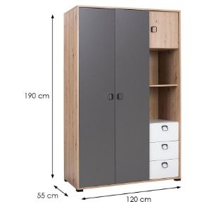 Obrazek  Szafa Kevin 1 artisan/grafit/biały 