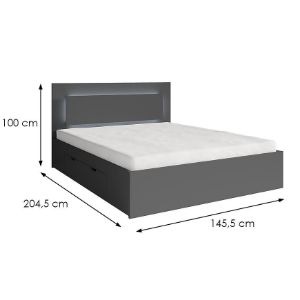 Obrazek Łóżko z szufladą 140x200 Fino 50 szary grafit