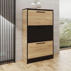 Obrazek Szafka na buty SZNB01 dąb craft złoty+czarny