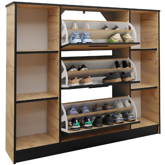 Obrazek Szafka na buty SZNB02 dąb craft złoty+czarny