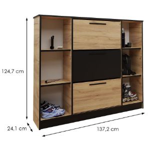 Obrazek Szafka na buty SZNB02 dąb craft złoty+czarny