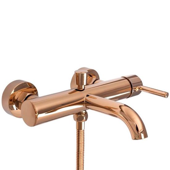 Obrazek Bateria wannowa z zestawem wannowym Rea Lungo złoto różowe