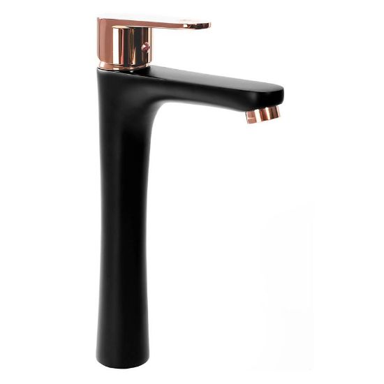 Obrazek Bateria umywalkowa wysoka Rea Mild czarna złoty róż