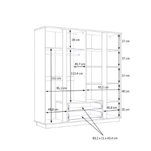 Obrazek Szafa Sole LA 18 dąb wotan/czarny mat