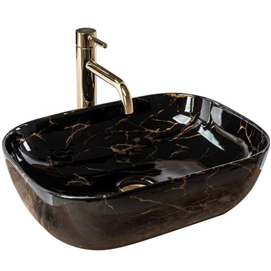 Obrazek Umywalka nablatowa Belinda Black Marble Shiny