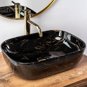 Obrazek Umywalka nablatowa Belinda Black Marble Shiny