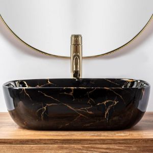 Obrazek Umywalka nablatowa Belinda Black Marble Shiny