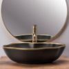 Obrazek  Umywalka nablatowa Pearl Black Matt/Gold Edge 