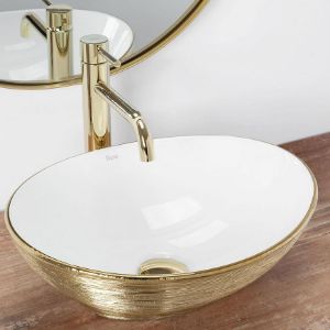 Obrazek Umywalka nablatowa Sofia Gold Brush/White