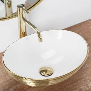 Obrazek Umywalka nablatowa Sofia Gold Brush/White