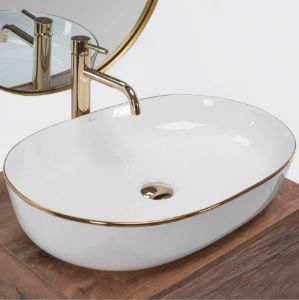 Obrazek Umywalka nablatowa Cleo 61 Gold Edge