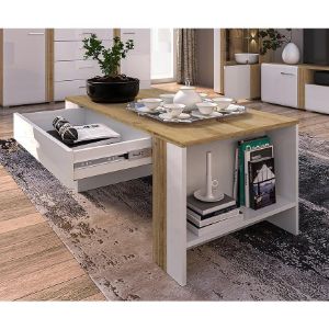 Obrazek Ława Adagio 10 dąb castello/biały połysk