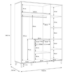 Obrazek Szafa ubraniowa 150 Liona LYAS831-M688 dąb Mauvella/dąb Cabezone