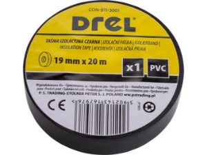 Obrazek Drel Taśma Izolacyjna PVC Czarna 19mmx0,18mmx20m 