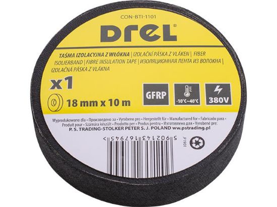 Obrazek Drel Taśma Izolacyjna do 380V z Włókna 18mm x 10m czarna 