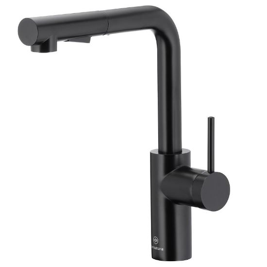 Obrazek Bateria zlewozmywakowa obrotowa z wyciąganą wylewką Duero Basic Black