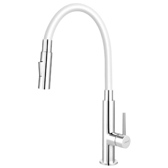 Obrazek Bateria zlewozmywakowa elastyczna z wylewką 2-funkcyjną Zumba Slim biała