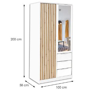 Obrazek Szafa Bali D2 Lux biały/wotan/lustro