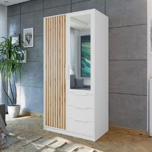 Obrazek Szafa Bali D2 Lux biały/wotan/lustro