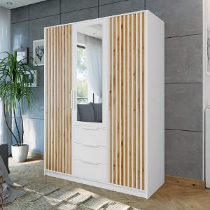 Obrazek Szafa Bali D3 Lux biały/wotan/lustro